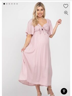Pinkblush Light Pink Front Tie Ruffle Sleeve Maternity Midi Dress